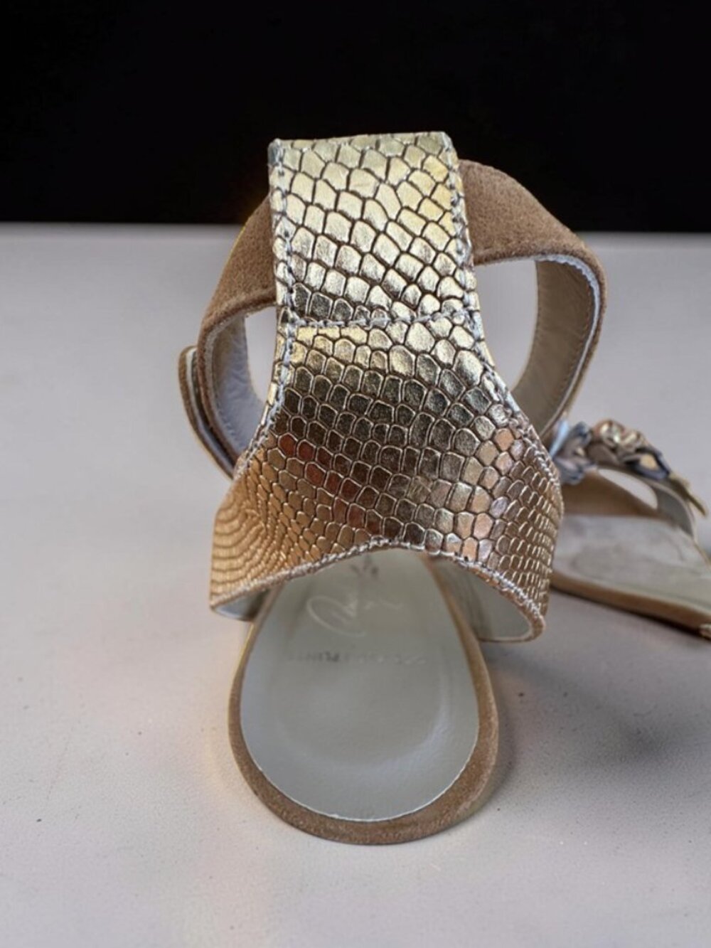 Donald Pliner Porcia Floral Metallic Ankle Strap Heels - 8.5M - Picture 8 of 14